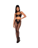 Ensemble de deux pièces avec brassière à lanières et collants. Ensemble de deux pièces avec brassière à lanières et collants.