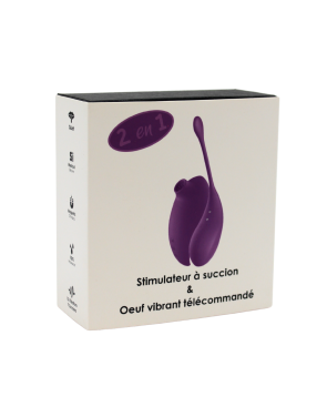 2en1 Stimulateur clitoridien à picots par aspiration avec son œuf vibrant à distance violet 