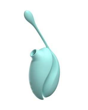 2en1 Stimulateur clitoridien à picots par aspiration avec son œuf vibrant à distance turquoise