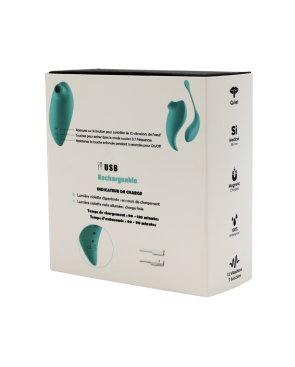 2en1 Stimulateur clitoridien à picots par aspiration avec son œuf vibrant à distance turquoise 