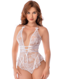 Body blanc en dentelle avec dos ouvert et encolure halter – Mapalé Body blanc en dentelle avec dos ouvert et encolure halter – Mapalé