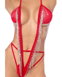 Body plongeant à franges strass Body plongeant à franges strass