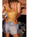 Body string jaune brodé Body string jaune brodé