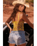 Body string jaune brodé Body string jaune brodé