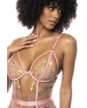 Body guépière avec dentelle brodée florale Sydney, porte jarretelles réglables et détachables Body guépière avec dentelle brodée florale Sydney, porte jarretelles réglables et détachables