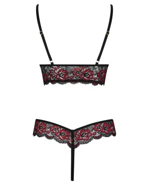 Body string en dentelle florale bicolore et résille 