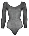 Body string à manches longues en résille avec strass 