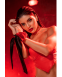 Accessoire coquin en satin réversible noir rouge Accessoire coquin en satin réversible noir rouge