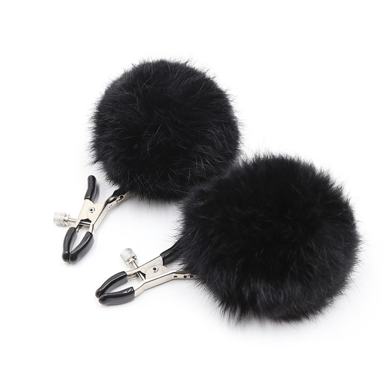 Pinces à seins avec pompoms noires Pinces à seins avec pompoms noires