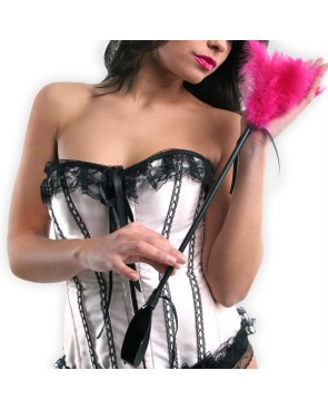 Cravache avec plumeau rose 50 cm 