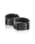 Menottes simili cuir noir ajustables Fetish Tentation 