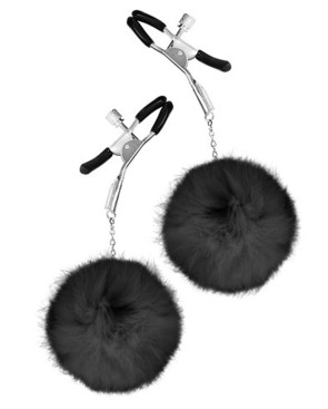 Pinces à seins pression réglable pompons noirs 