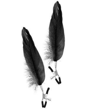 Pinces à seins pression réglable grande plume noire