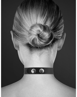 Collier en cuir noir SM avec Sexy en strass 