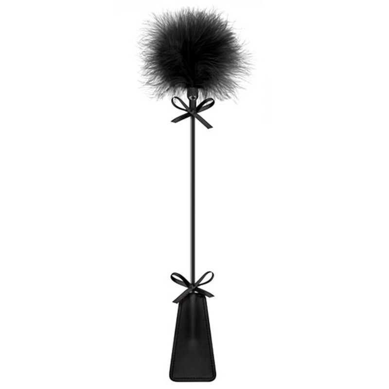 Cravache noire bdsm avec plumeau Cravache noire bdsm avec plumeau