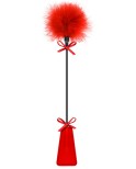 Cravache rouge bdsm avec plumeau 