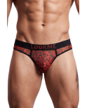 String en résille imprimé léopard rouge String en résille imprimé léopard rouge