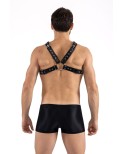 Harnais homme simili cuir larges sangles avec anneaux Harnais homme simili cuir larges sangles avec anneaux