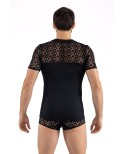 T-shirt noir résille brodée Shinny T-shirt noir résille brodée Shinny