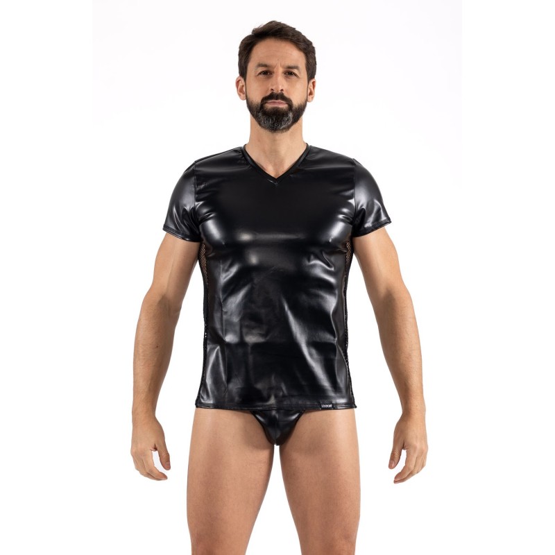 T-Shirt noir Black Desire en simili cuir T-Shirt noir Black Desire en simili cuir