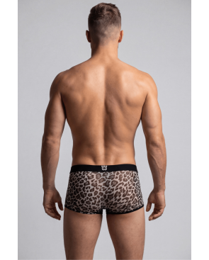 Boxer en résille imprimé léopard gris