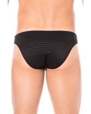 Slip noir rayé opaque et transparent