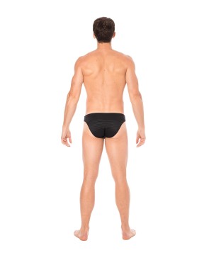 Slip noir rayé opaque et transparent