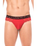 String rouge en dentelle délicate 