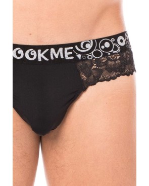 String noir en dentelle délicate 