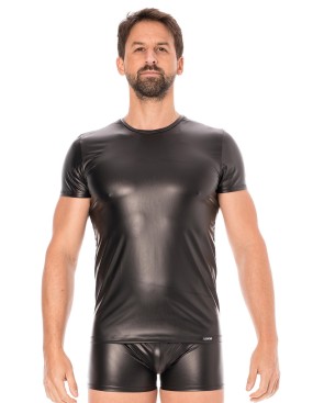 T-shirt simili cuir noir