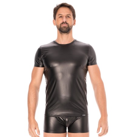 T-shirt simili cuir noir