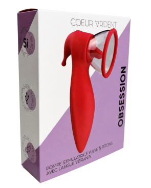 OBSESSION — Pompe Stimulatrice Vulve  Tétons avec Langue Vibrante |Coeur Ardent
