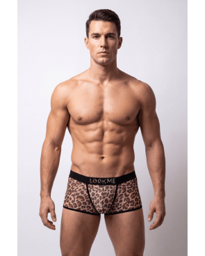 Boxer en résille imprimé léopard