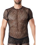 T-shirt noir sexy filet irrégulier fétichiste 