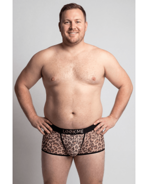 Boxer en résille imprimé léopard
