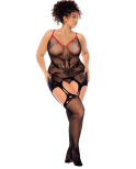 Combinaison intégrale grande taille en résille noire à motif serpent - Mapalé Combinaison intégrale grande taille en résille noire à motif serpent - Mapalé
