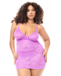 Babydoll grande taille dentelle violette et string Babydoll grande taille dentelle violette et string