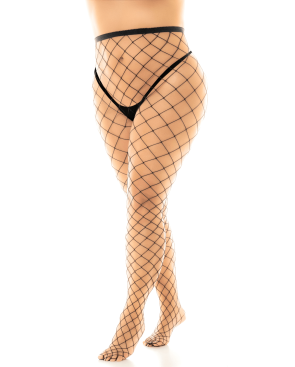 Collant grande taille large maille noire 