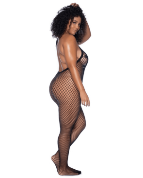 Combinaison grande taille en résille noire