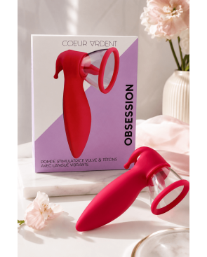 OBSESSION — Pompe Stimulatrice Vulve  Tétons avec Langue Vibrante |Coeur Ardent