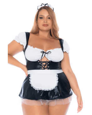 Costume sexy soubrette grande taille 3 pièces