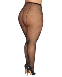 Collant fantaisie grande taille résille noir avec liseré à l'arrière Collant fantaisie grande taille résille noir avec liseré à l'arrière