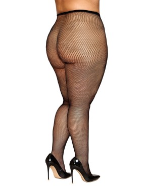 Collant résille grande taille fine maille noir