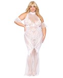 Robe bodystocking, grande taille, en résille t dentelle blanche Robe bodystocking, grande taille, en résille t dentelle blanche