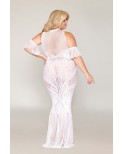 Robe bodystocking, grande taille, en résille t dentelle blanche Robe bodystocking, grande taille, en résille t dentelle blanche