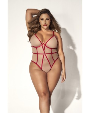 Body String, grande taille, chair et rouge 