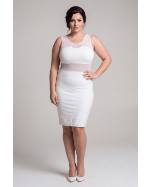 Robe sensuelle et habillée avec maille transparente blanche