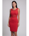 Robe sensuelle et habillée avec maille transparente rouge Robe sensuelle et habillée avec maille transparente rouge