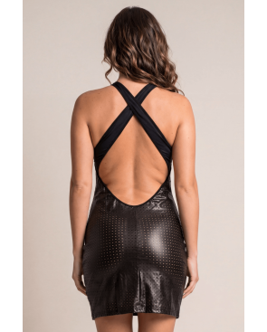 Robe noire simili cuir Margot