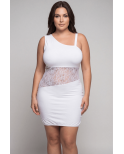 Robe blanche asymétrique avec dentelle Paola Robe blanche asymétrique avec dentelle Paola